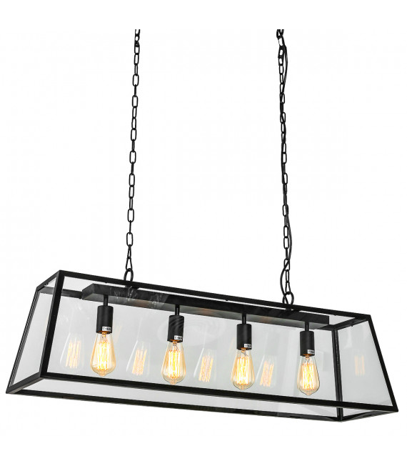 Lampada a sospensione industriale e retrò Laverno Nero opaco