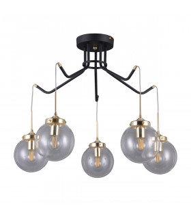 Lampada a sospensione industriale e retrò Domenico Nero opaco, oro