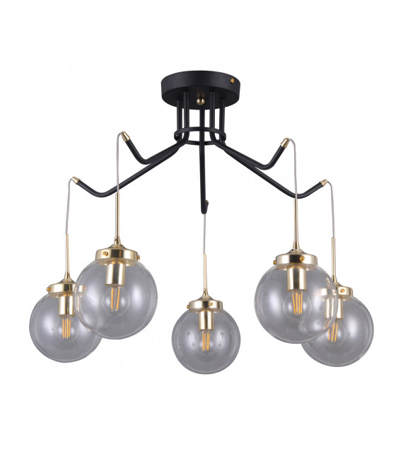 Industrial and retro pendant lamp Domenico Matt black, gold