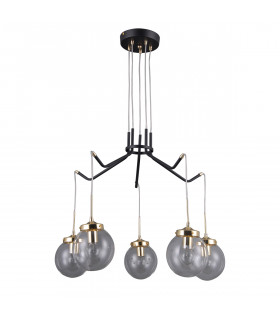 Lámpara colgante industrial y retro Domenico Negro mate, dorado