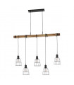 Suspension industrielle et rétro Ponte Noir en métal et bois