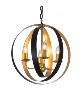 Lampada a sospensione industriale e retrò Kaia Nero opaco, oro