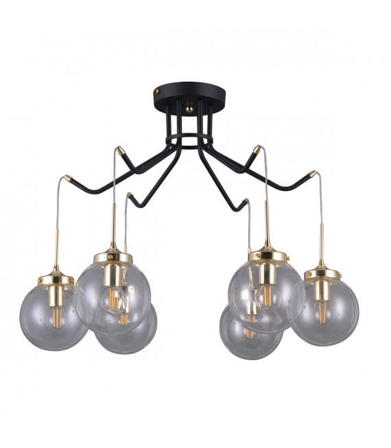 Lampada a sospensione industriale e retrò Domenico Nero opaco, oro