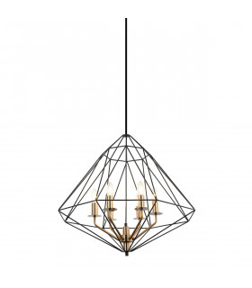 Industrial and retro pendant lamp Maresmo Black, gold in steel