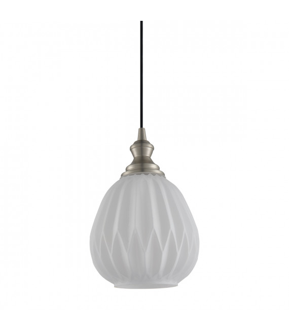 Suspension moderne Rodez Nickel satiné et transparent