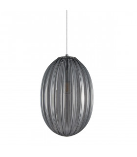 Suspension moderne Parlo Chrome et gris fumé