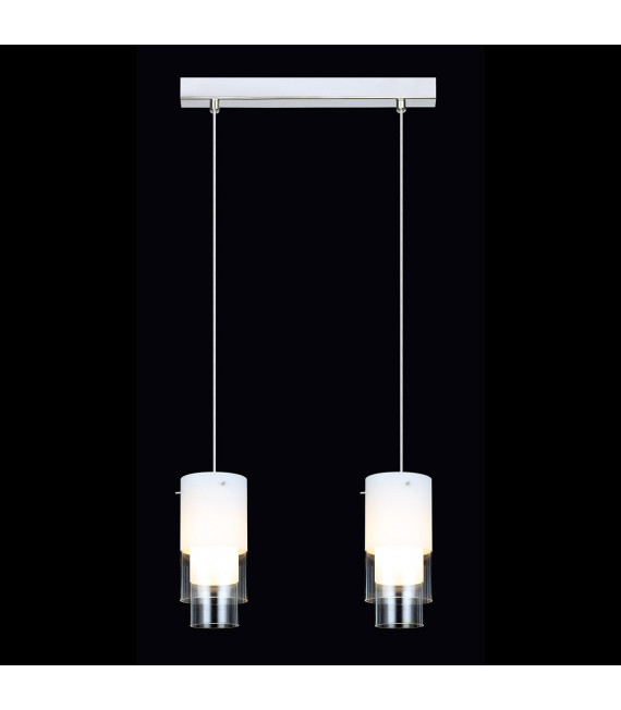 Suspension moderne Christo Chrome, blanc 2 ampoules