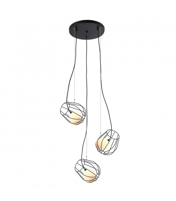 Modern suspension Melisa Noir in glass and steel