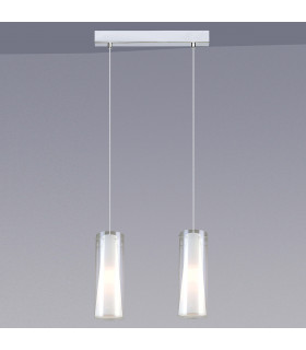 Suspension moderne Carole Chrome 2 ampoules