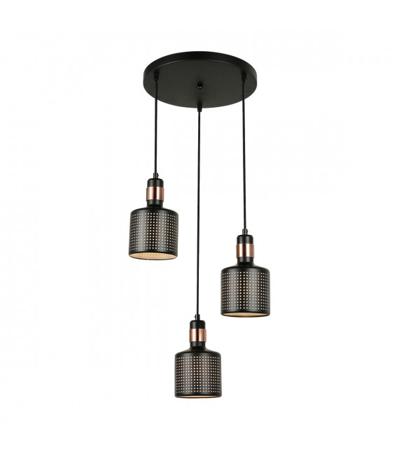 Suspension moderne Restenza Noir 3 Ampoules