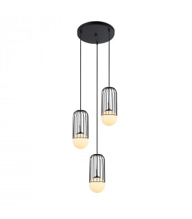 Modern pendant lamp Matty Noir, white lampshade