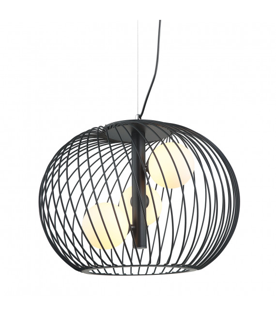 Modern suspension Clarisa Black, glass and steel