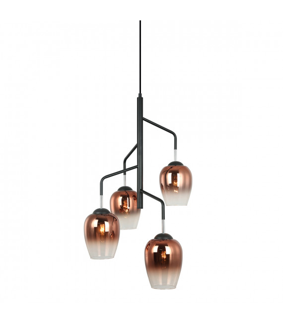 Modern hanging lamp Lesla Chrome, black, copper lampshade