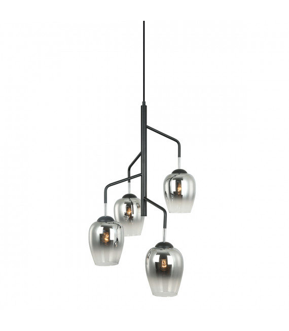 Suspension moderne Lesla Chrome, noir en verre
