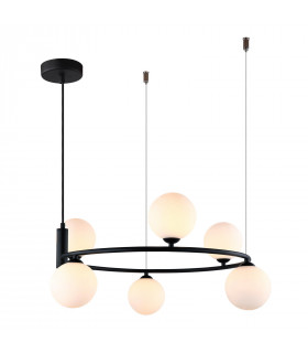 Suspension moderne Amily Noir 6 ampoules