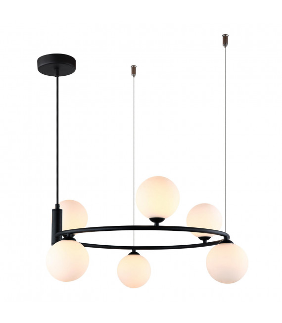 Suspension moderne Amily Noir 6 ampoules