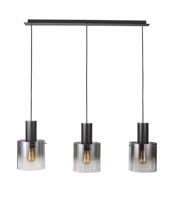 Modern hanging lamp Javier Noir, smoked glass