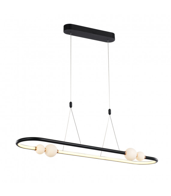 Suspension design Lozanna Noir, rose, abat jour blanc