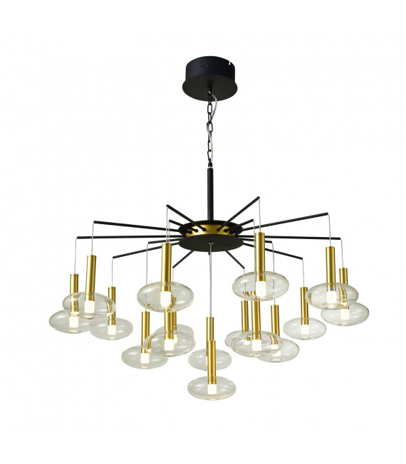 Modern suspension Hasselt Black, gold in steel and glass