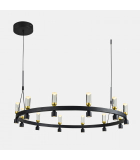 Moderna lampada a sospensione Almelo Nero, oro