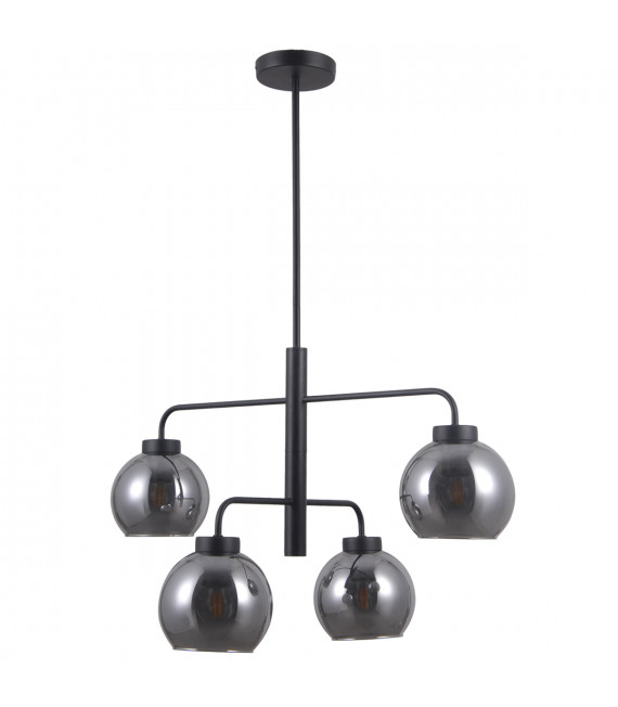 Scandinavian pendant light Poggi Matt black and smoked glass