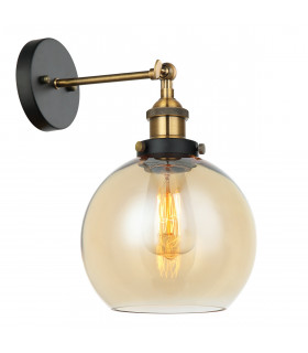 Lampada da parete industriale e retrò Cardena Nera, oro