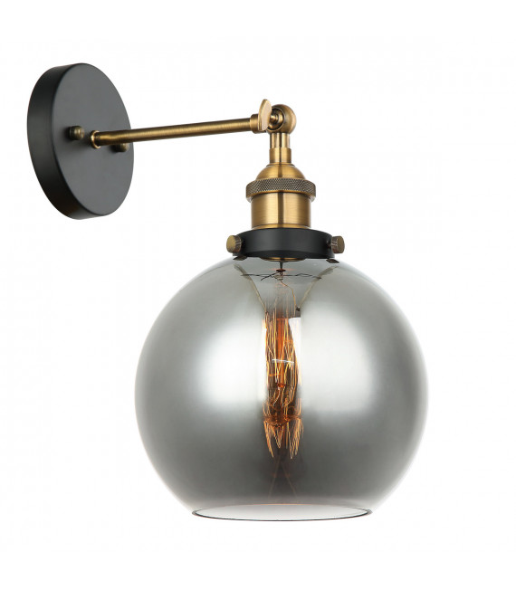 Industrie- und Retro-Wandleuchte Cardena Schwarz, Gold