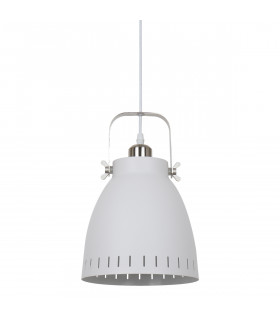 Lampada a sospensione industriale e retrò Franklin bianco sabbia, nichel satinato