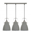 Industrial and retro pendant light Franklin Sanded satin gray 3 bulbs