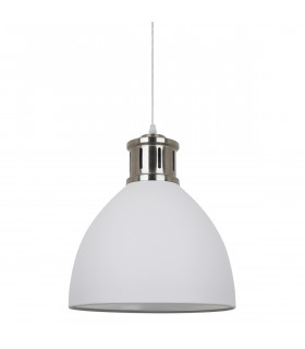 Lámpara colgante industrial y retro Lola White, níquel satinado