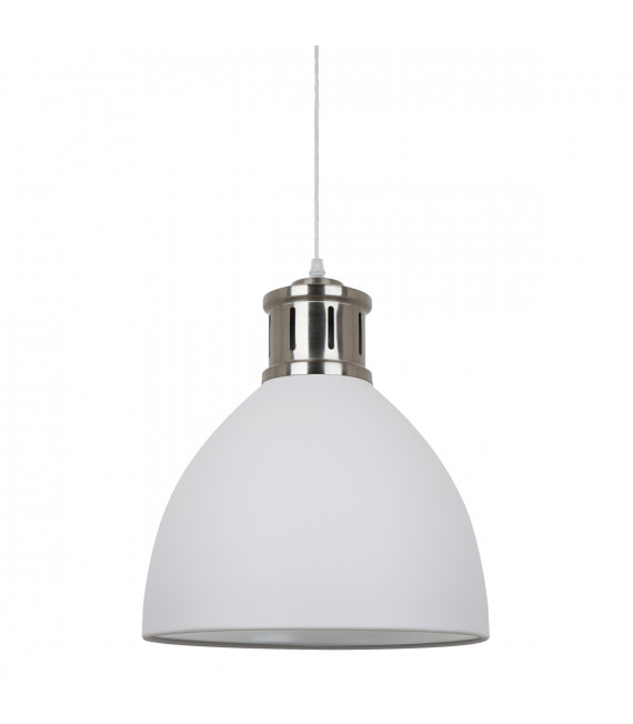 Industrie- und Retro-Pendelleuchte Lola White, Nickel satiniert