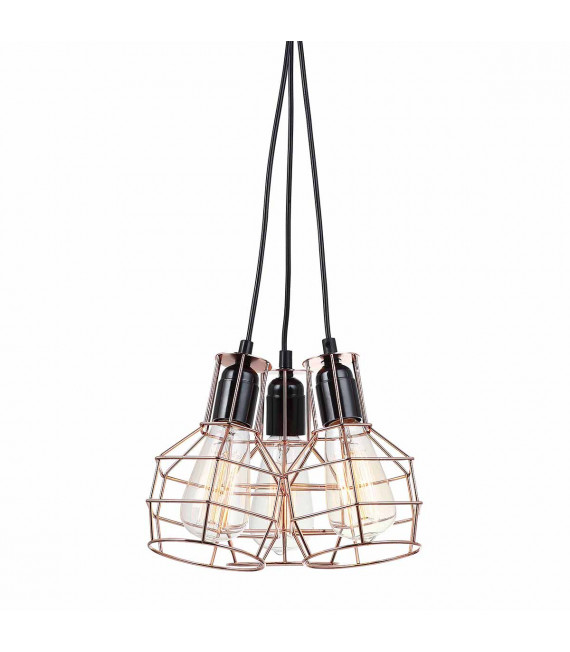 Lampada a sospensione industriale e retrò Perifo Nera, rame