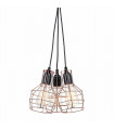 Suspension industrielle et rétro Perifo Noir, cuivre 3 ampoules