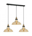 Suspension industrielle et rétro Hubert Noir, doré 3 ampoules