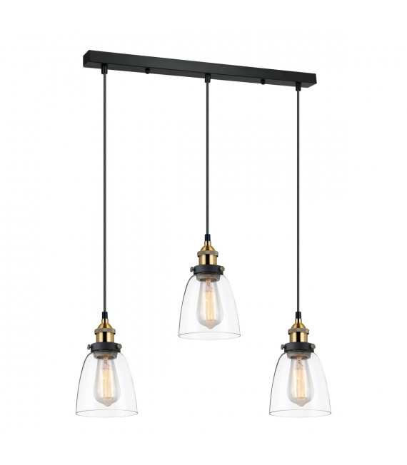 Industrie- und Retro-Pendelleuchte Francis Black, Gold