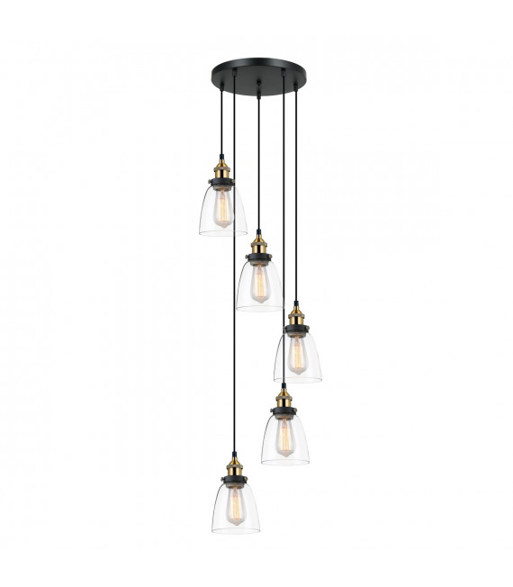Industrie- und Retro-Pendelleuchte Francis Black, Gold