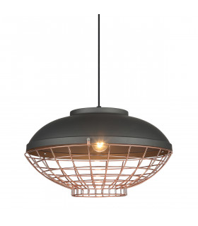 Lámpara colgante industrial y retro Clams Grey, cobre