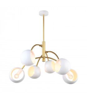 Moderne Pendelleuchte Melvo White, Gold