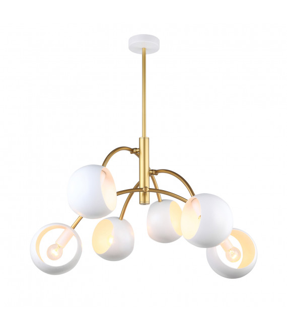 Moderne Pendelleuchte Melvo White, Gold