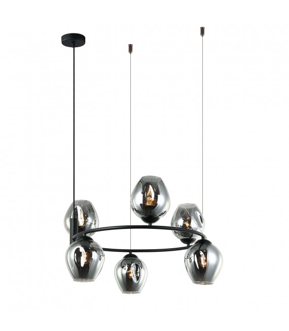 Suspension moderne Roxane Noir 6 ampoules