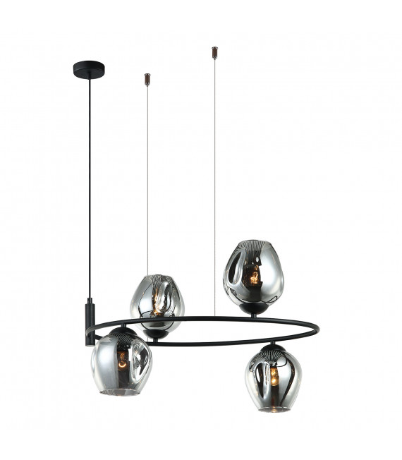 Suspension moderne Roxane Noir 4 ampoules