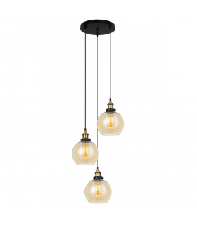 Industrial and retro suspension Cardena Black, gold and amber
