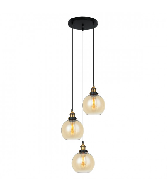 Industrial and retro suspension Cardena Black, gold and amber
