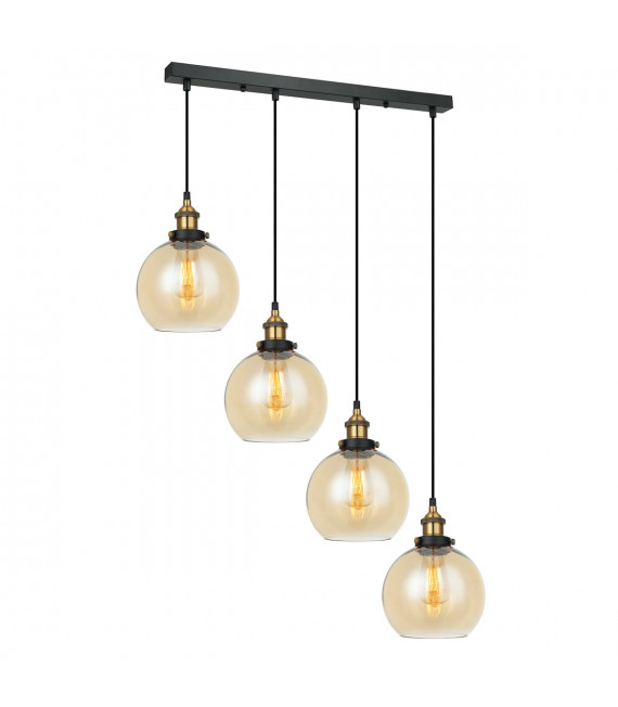 Industrie- und Retro-Pendelleuchte Cardena Schwarz, Gold