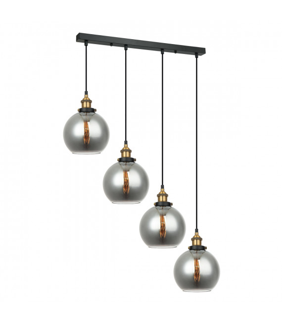 Lámpara colgante industrial y retro Cardena Black, dorado