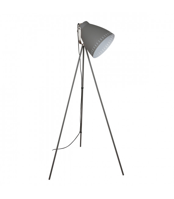Industrial and retro floor lamp Franklin Gray satin sandblasted in metal