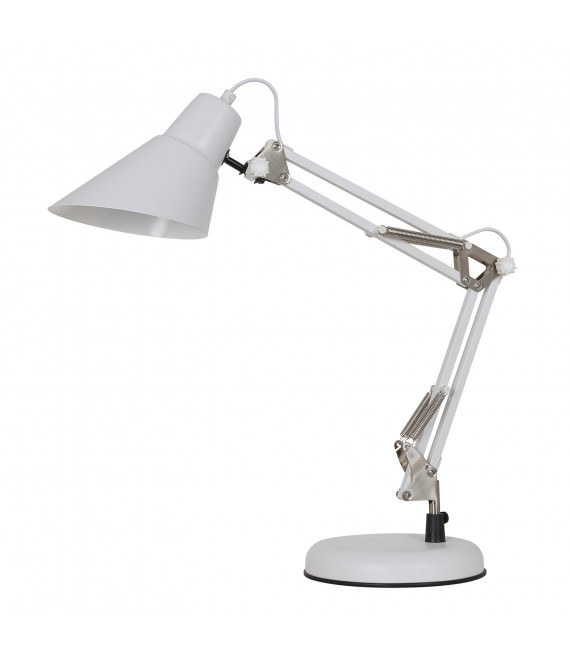 Lampe de bureau industrielle et rétro Jason Sablé blanc, nickel satiné