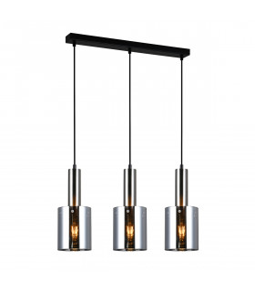 Sardo pendant lamp Satin nickel and smoked glass