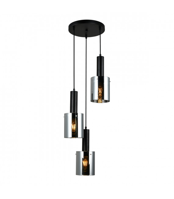 Modern hanging lamp Sardo Black and smoked glass