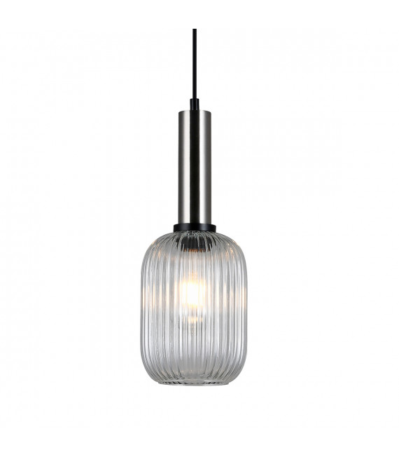 Modern suspension Antiola Satin nickel and clear glass